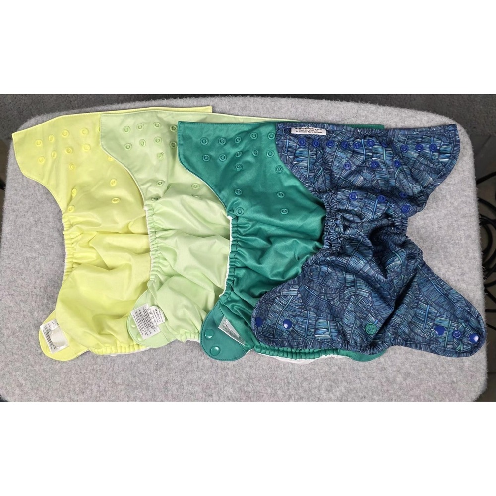 BumGenius Buttons Reusable Cloth Diapers Lot 4 OSFM Newborn USA Multicolor